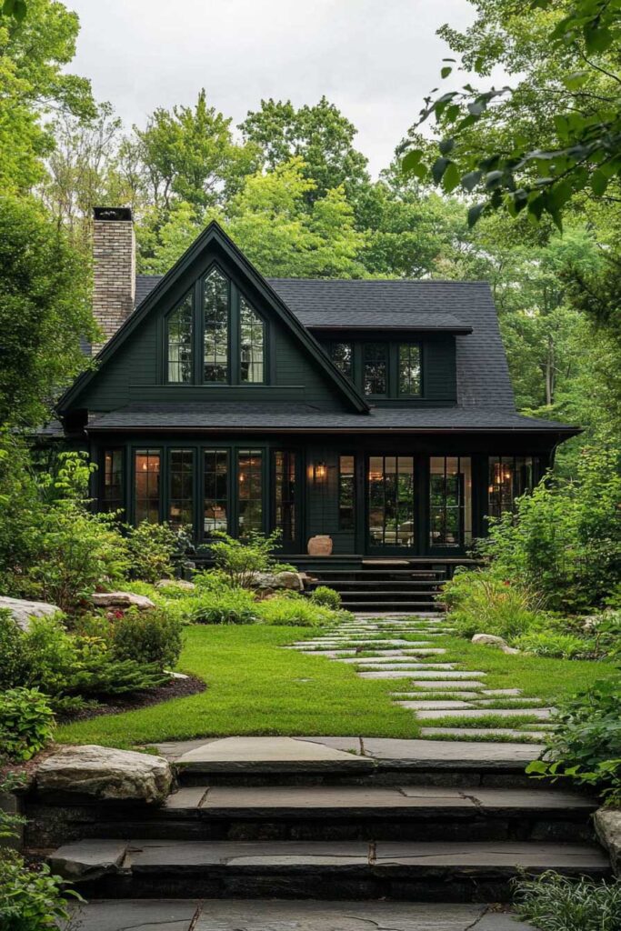 If you love garden charm and timeless design, you’ll adore these green homes. From sage farmhouses to forest-green retreats, they show just how versatile this color can be. Each design pairs perfectly with natural textures like stone, wood, and greenery. Bring serenity and character to your home with this classic hue.